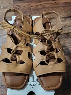 a.n.a Tan Lace-Up Cutout Gladiator Sandals